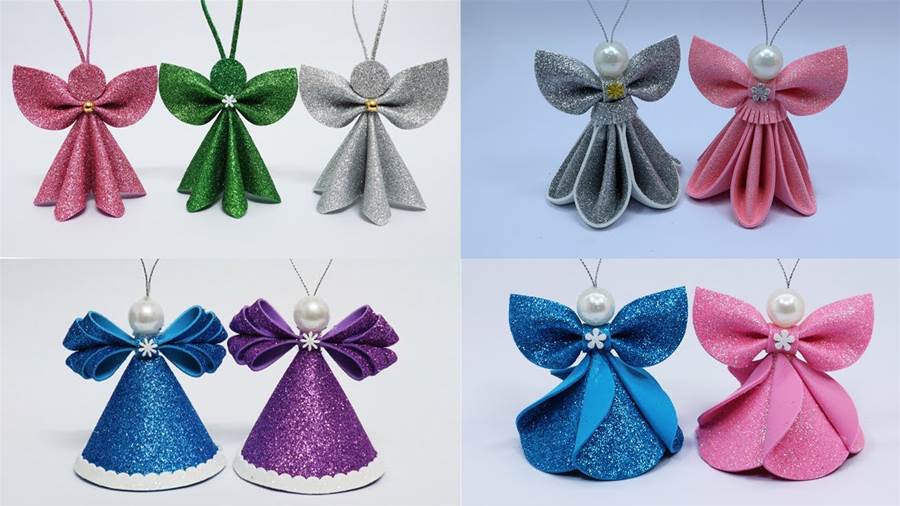 4 Amazing Christmas Angel Ornaments Making From EVA Glitter Foam Do It ...